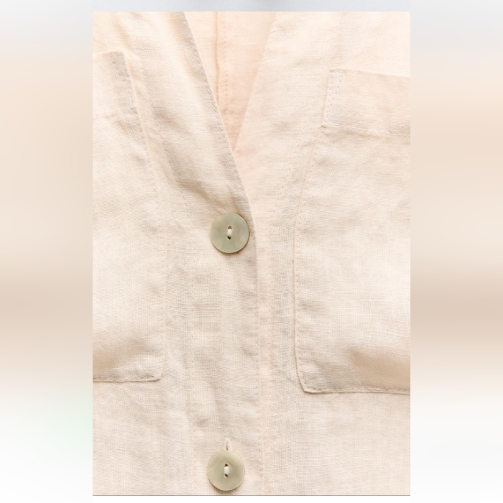 Zara 100% linen Tunic Casual Loose Fit Long Dress Sz-L - Picture 4 of 9